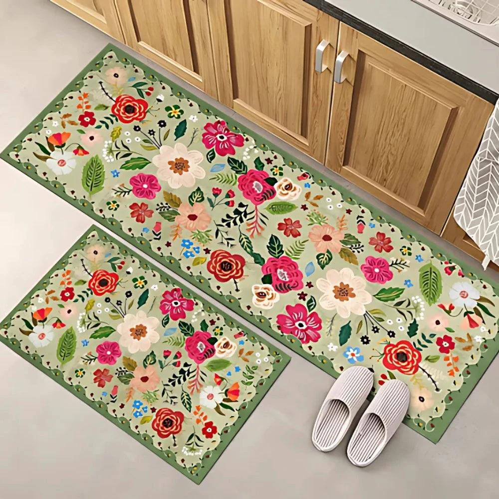 Meadow Boho Floral Kitchen Mat Set by Casa & Beyond