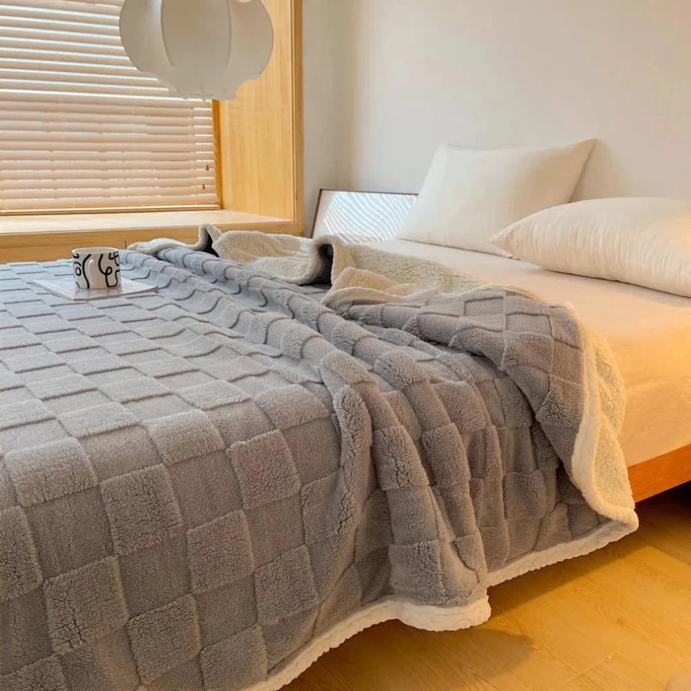 Plush Square Checkerboard Blanket by Casa & Beyond