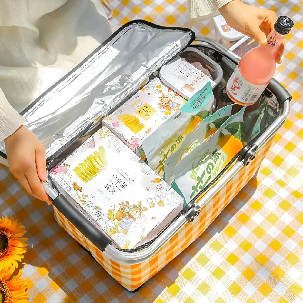 Foldable Checkered Picnic Basket by Casa & Beyond