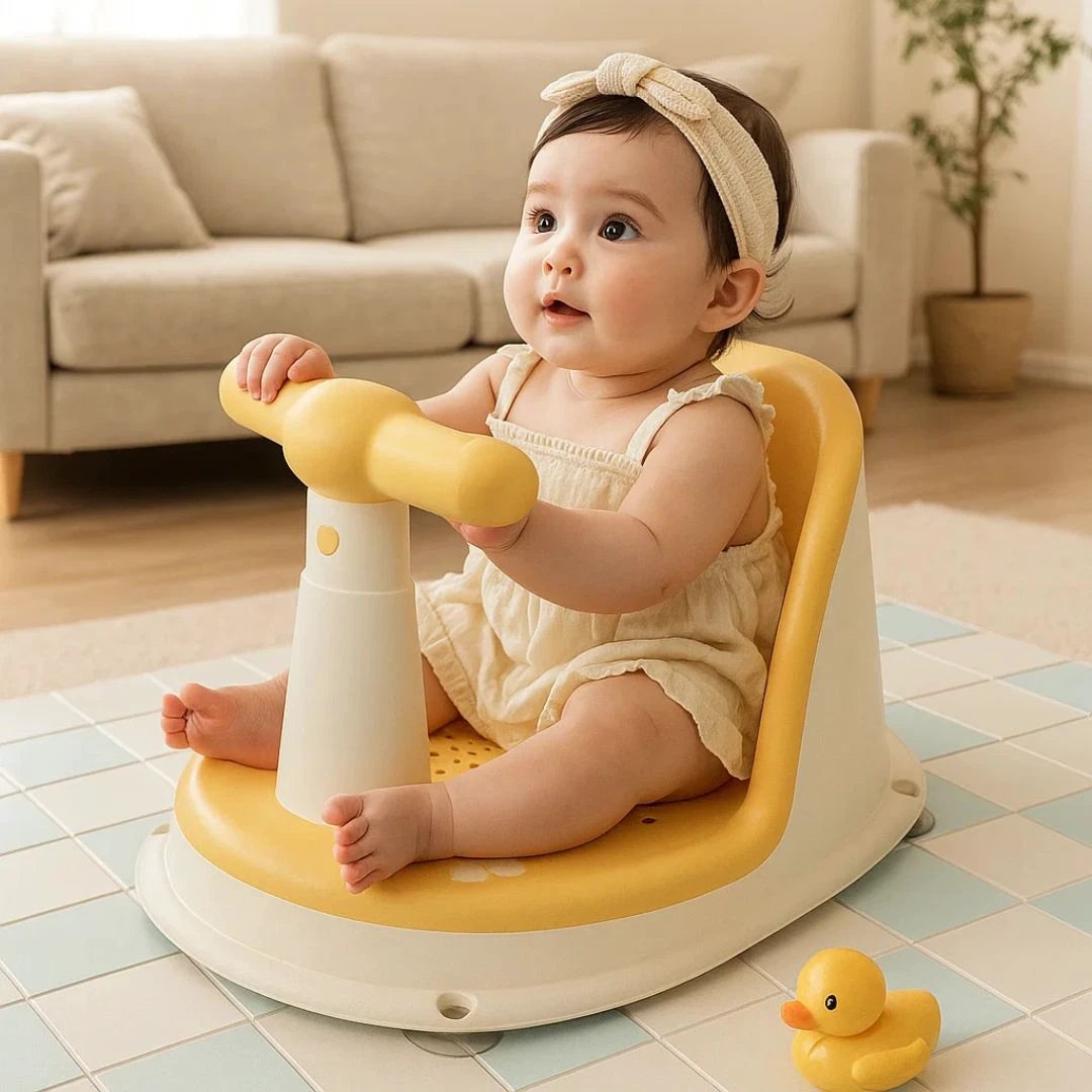 AquaSure | Non‑Slip Baby Bath Seat – Stainless Suction Cups – Premium Soft Cushion – Hands‑Free Parent Use Bowlift by Bowlift