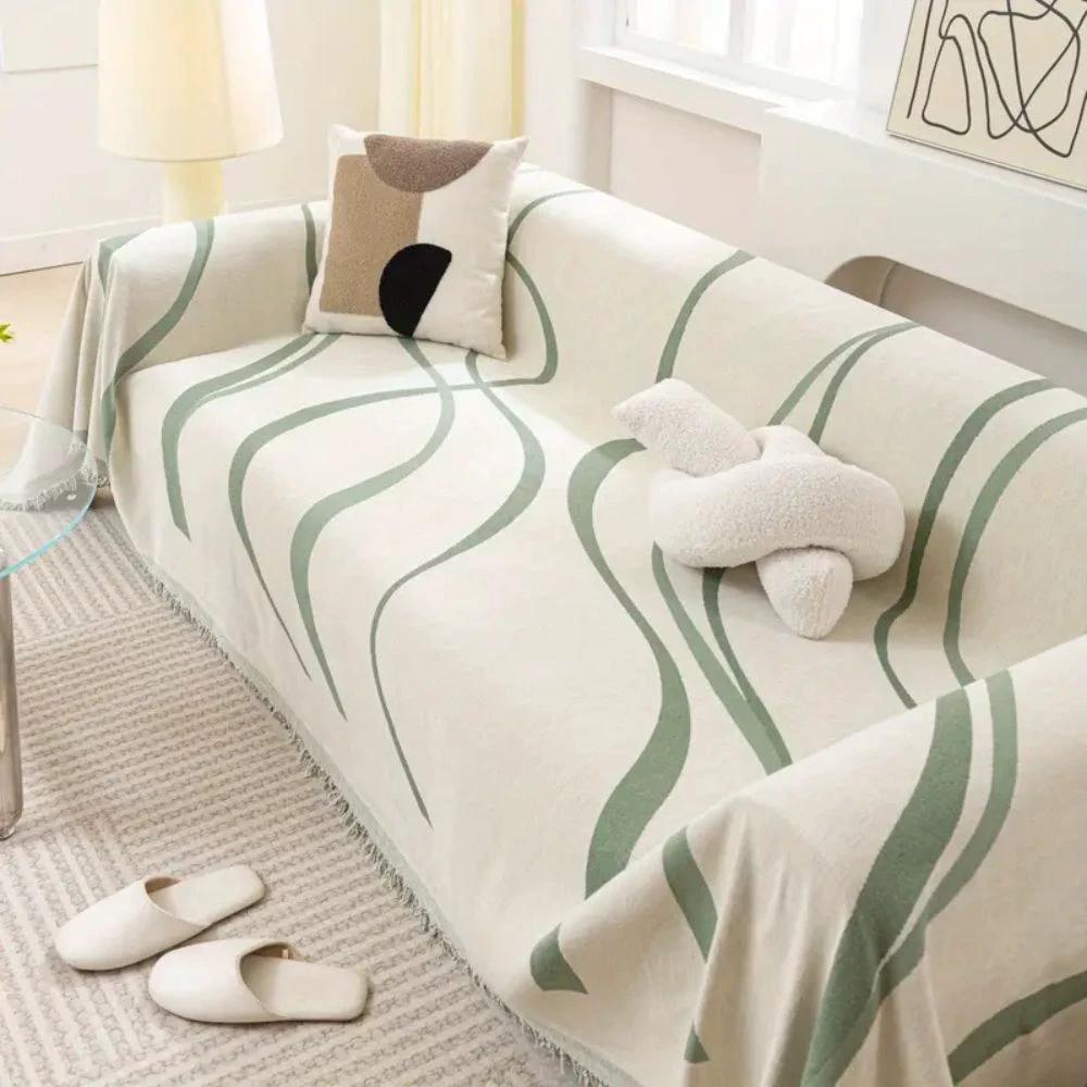 Wave Lines Chenille Sofa Covers by Casa & Beyond