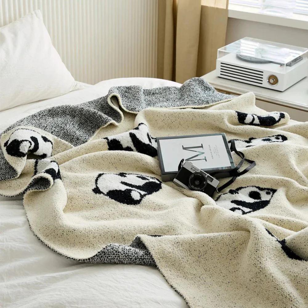 Kawaii Panda Knitted Blanket by Casa & Beyond