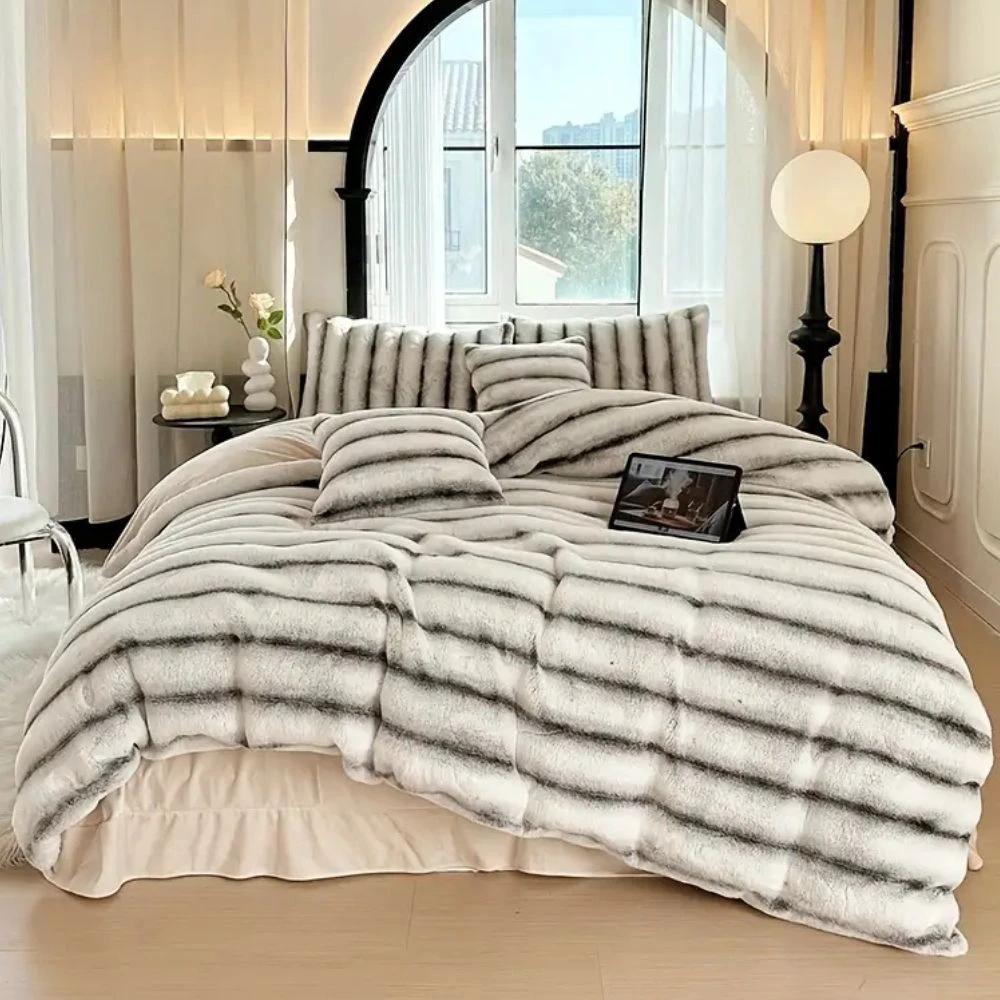 Ruched Faux Rabbit Fur Blanket by Casa & Beyond