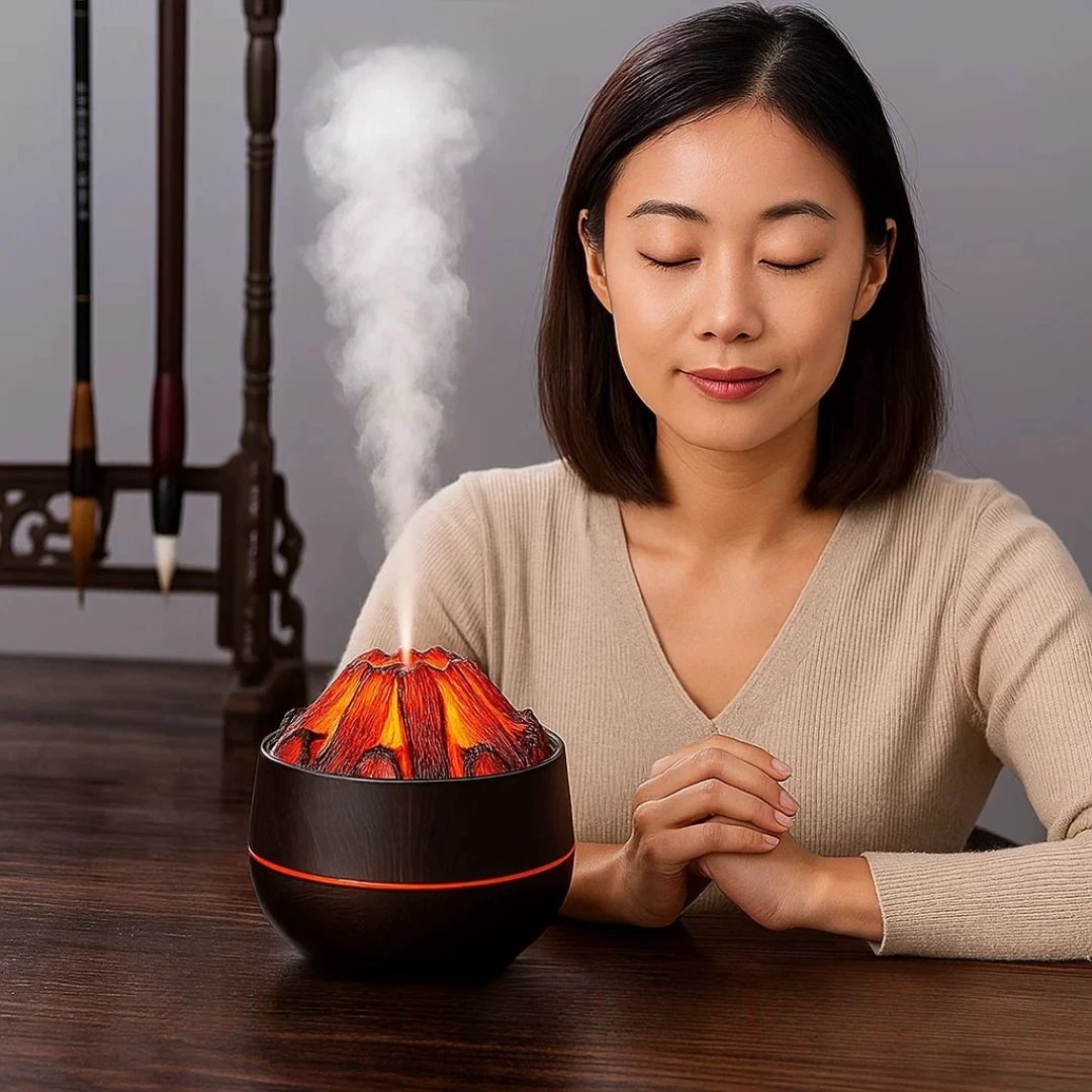 FlameMist | Essential Oil Diffuser – Flame LED – Two Mist Modes – Quiet USB Design – Home Relaxation Bowlift by Bowlift