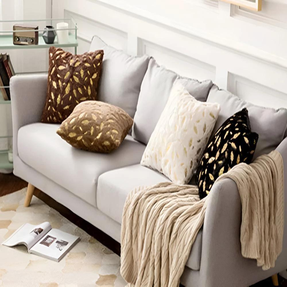 Golden Leaf Velvet Cushion Covers by Casa & Beyond