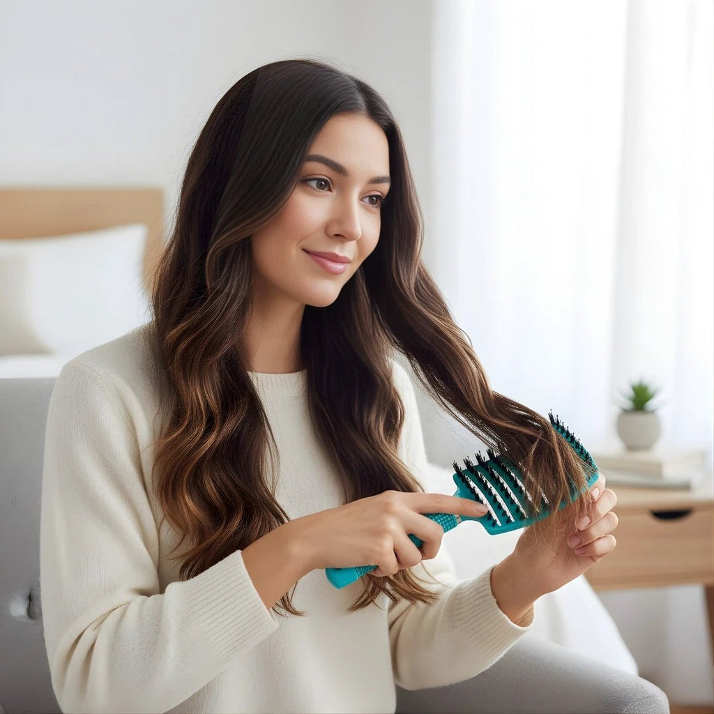 Quick Knot‑Free Detangling – Nylon Bristles with Scalp Massage Tips – For Thick or Curly Hair Bowlift by Bowlift
