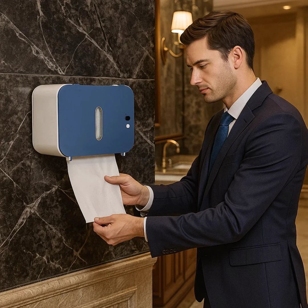 CleanGuard | Touch‑Free Toilet Roll Dispenser – Sensor‑Activated – Auto‑Fold Cut – For Busy Washrooms Bowlift by Bowlift