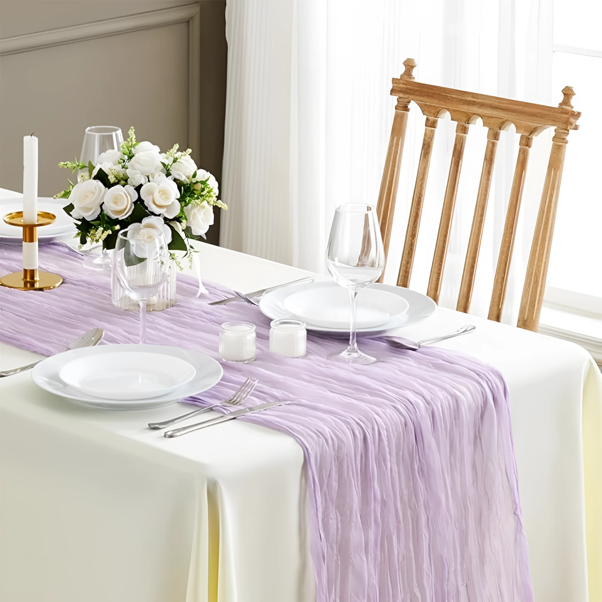 Cheesecloth Flowy Table Runner | 10 Pcs Set by Casa & Beyond