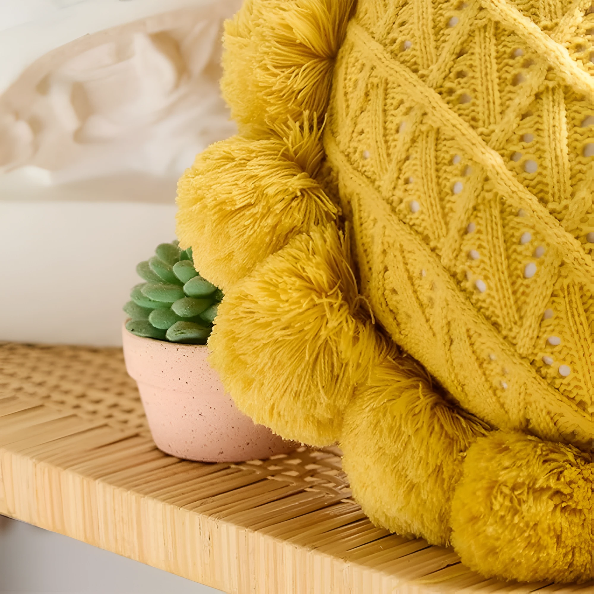 Chic Sunflower Pom-Pom Cushion by Casa & Beyond