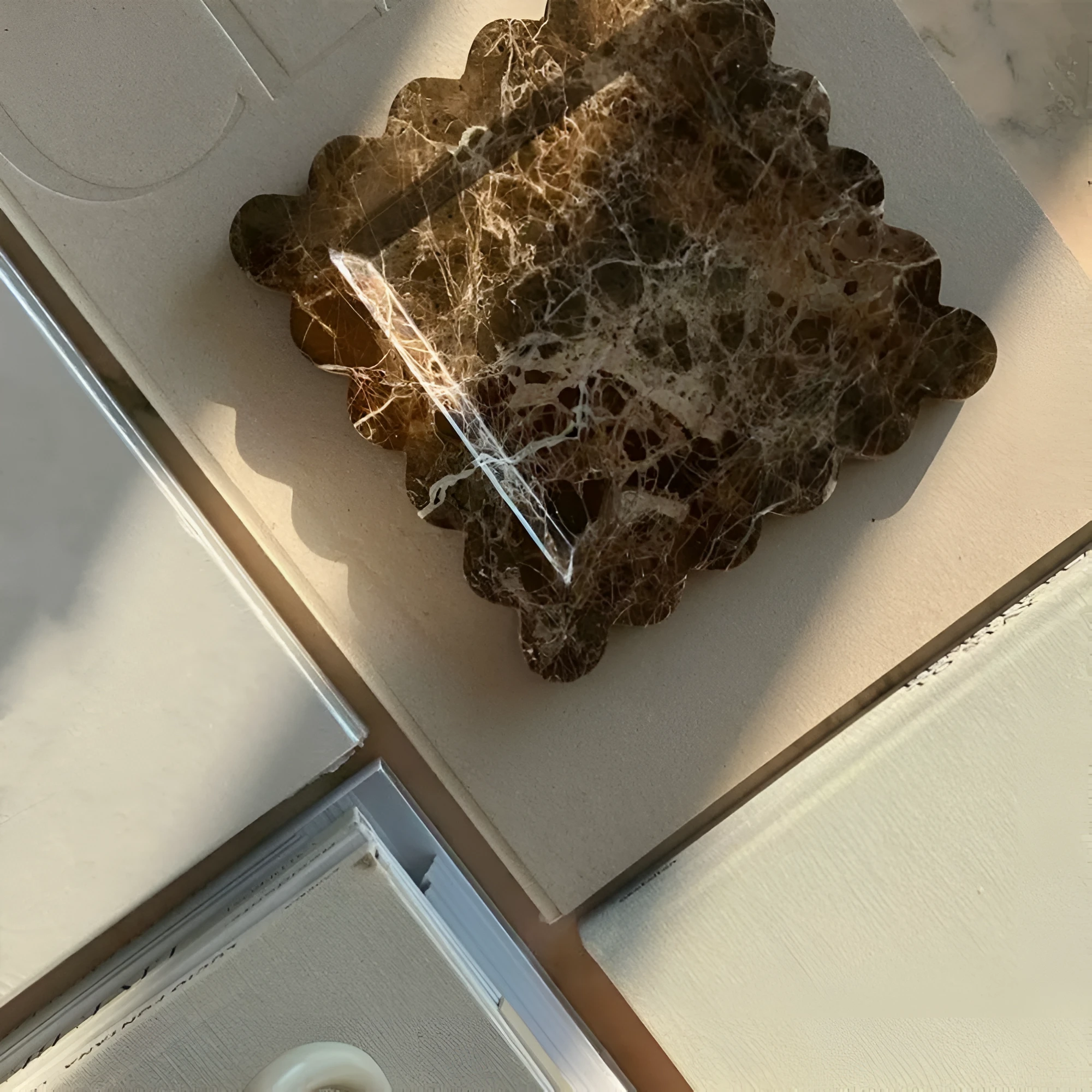Scalloped Marble Travertine Jewellery Tray by Casa & Beyond
