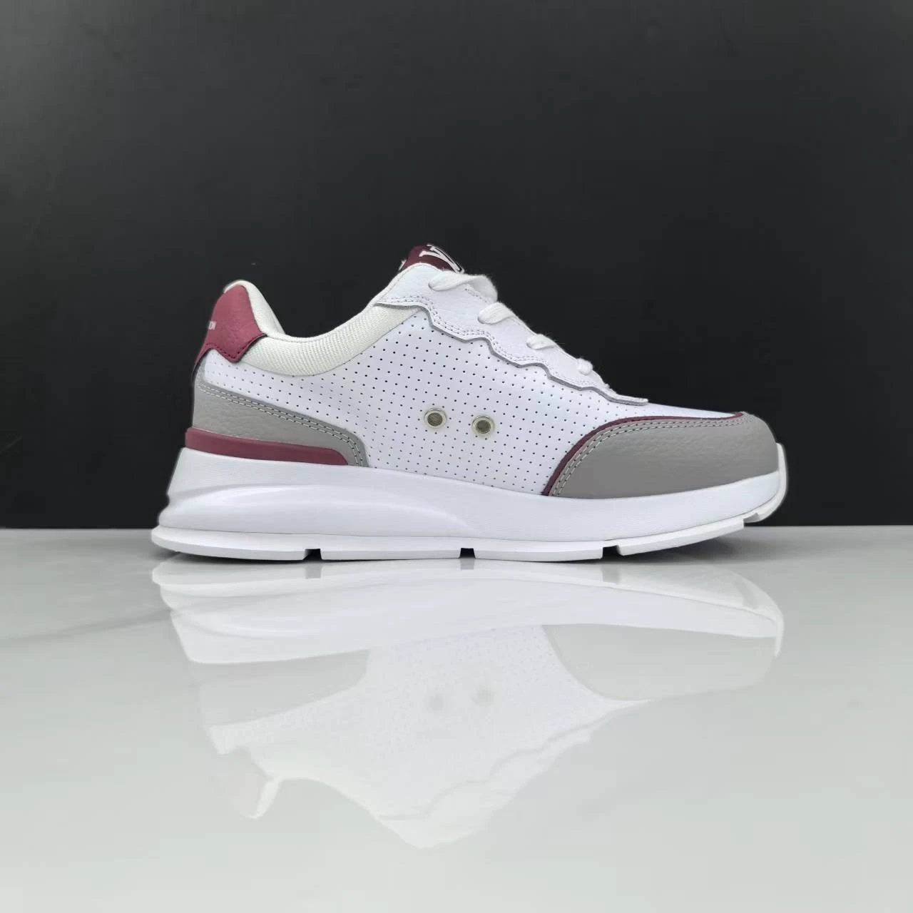 Luxury Lou Paris Classic Trainers White Grey Burgundy Shoes Sneakers by Air Jordan