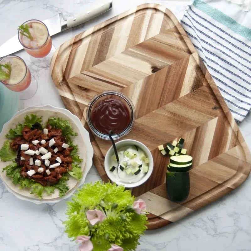 13"x19" Wooden Carving and Serving Cheese Board Cutting Chopper Board by Bowlift