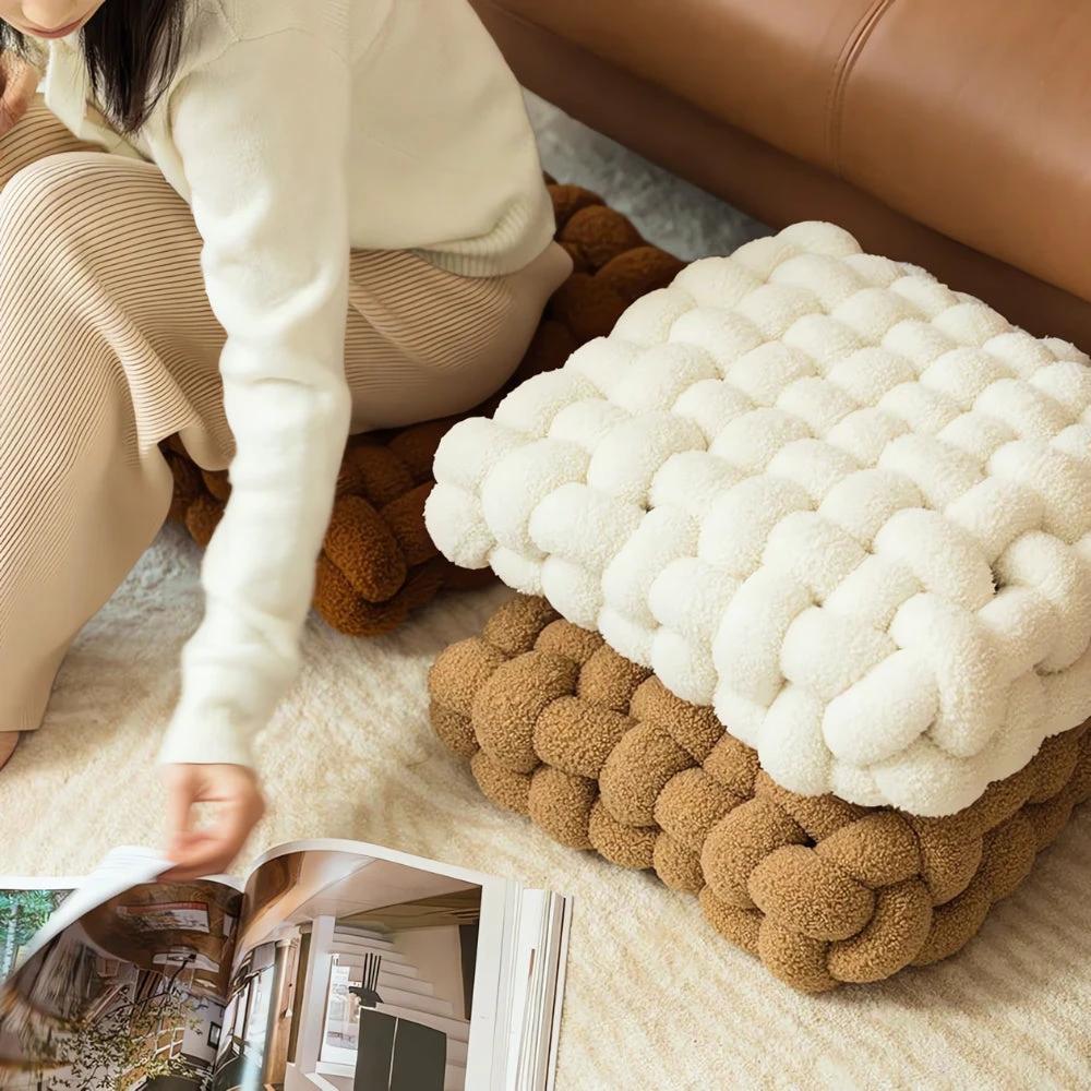 Plush Woven Knot Boucle Cushion by Casa & Beyond