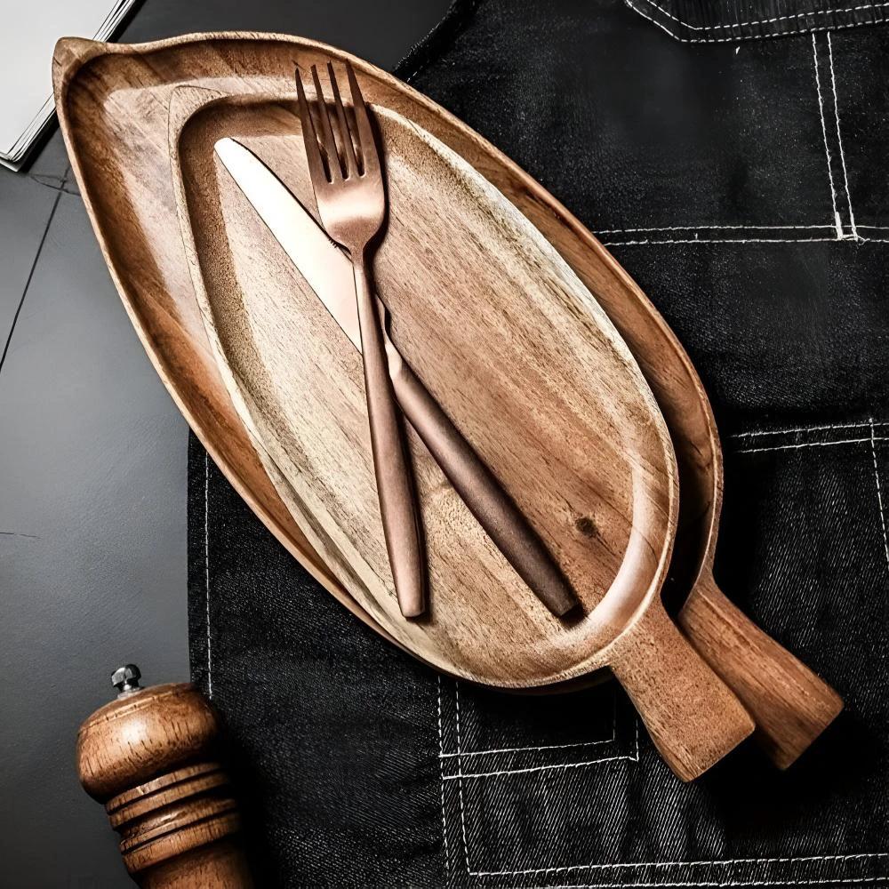 Leaf-Shaped Wooden Serving Plate by Casa & Beyond