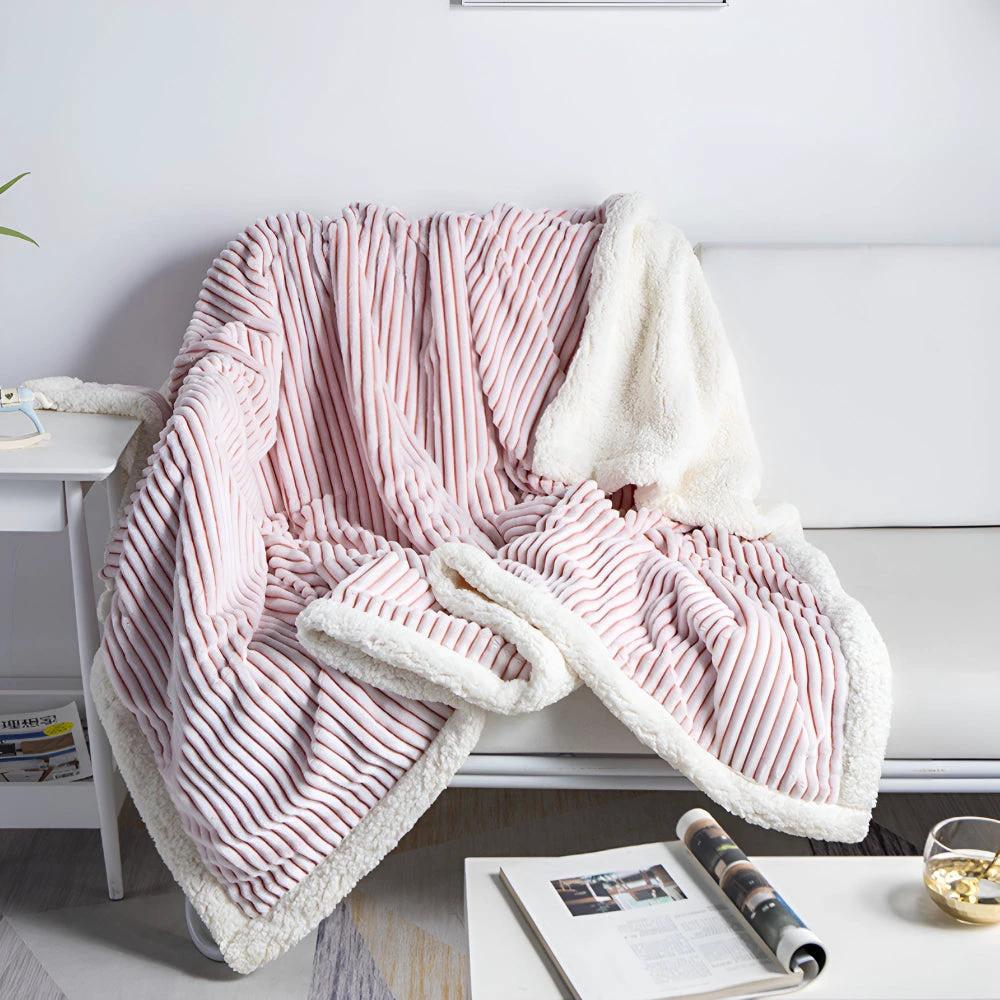 Fluffy Stripes Sherpa Blanket by Casa & Beyond