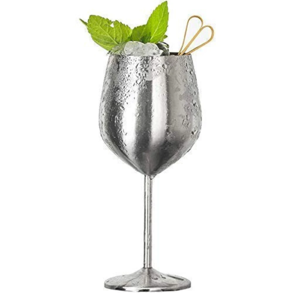 Lustrous Stainless Steel Wine Glass by Casa & Beyond