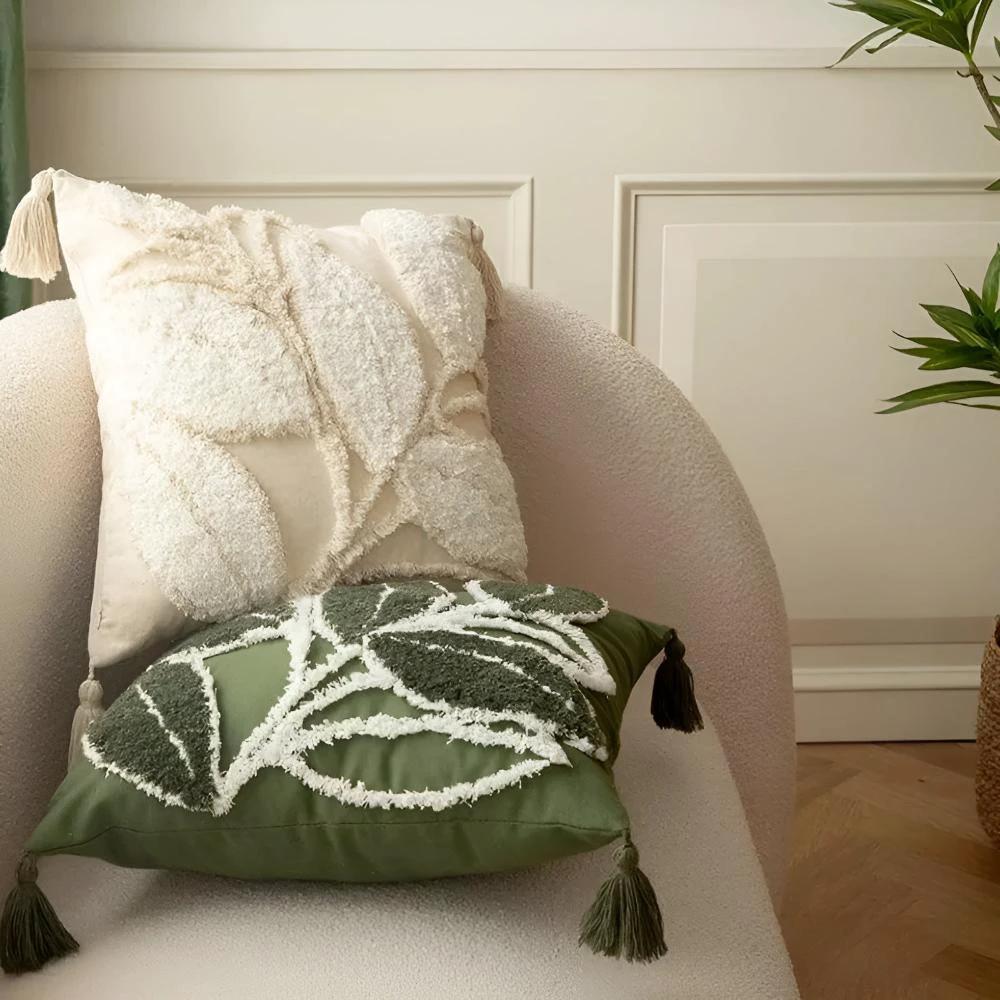 Plush Leaf With Tassel Cushion Cover by Casa & Beyond