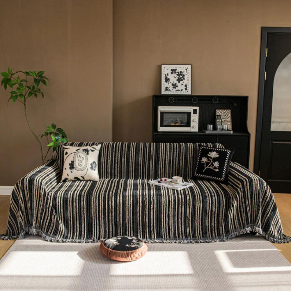 Regal Stripes Chenille Sofa Cover by Casa & Beyond