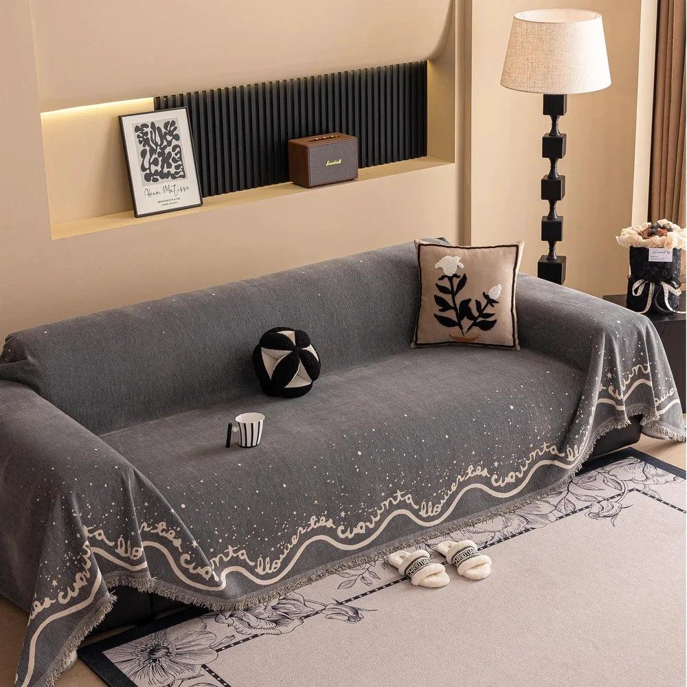 Cursive Glittering Chenille Sofa Cover by Casa & Beyond