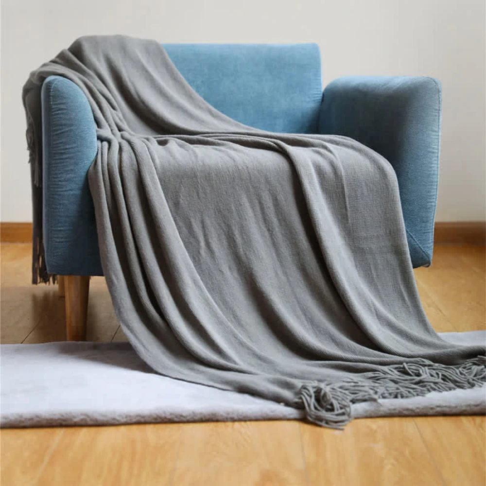 Chunky Knit Tassel Blanket by Casa & Beyond