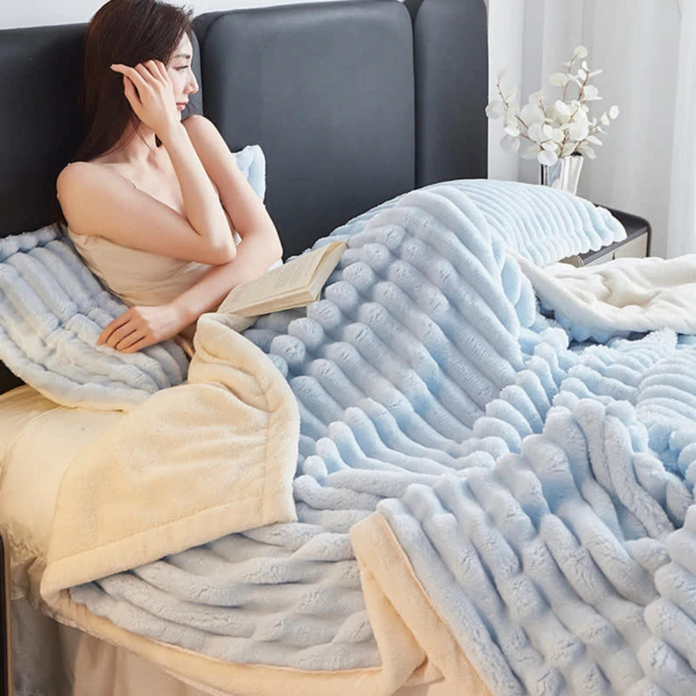 Snuggly Faux Fur Fleece Blanket by Casa & Beyond
