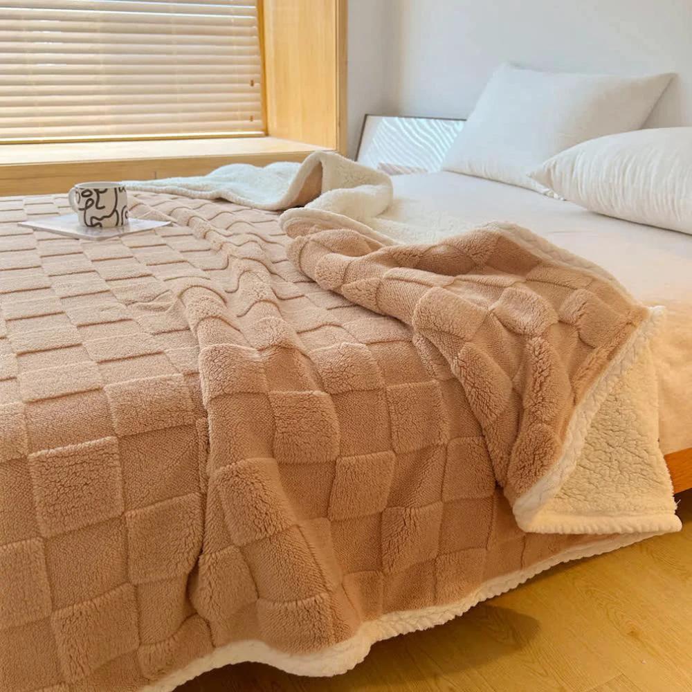 Plush Square Checkerboard Blanket by Casa & Beyond