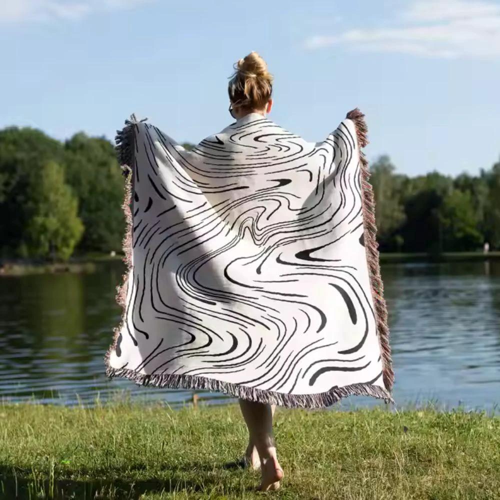 Marble Woven Throw Blanket by Casa & Beyond