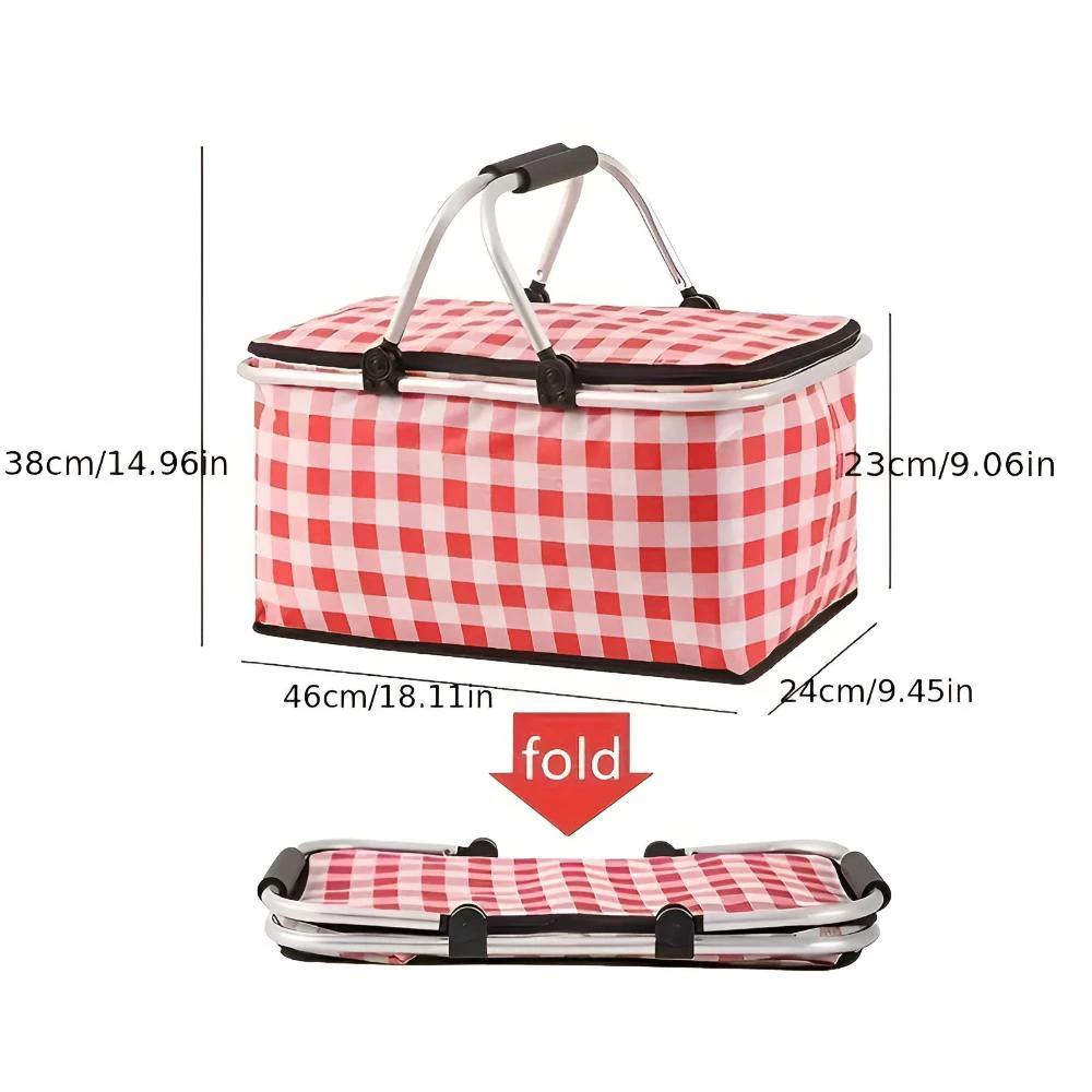 Foldable Checkered Picnic Basket by Casa & Beyond