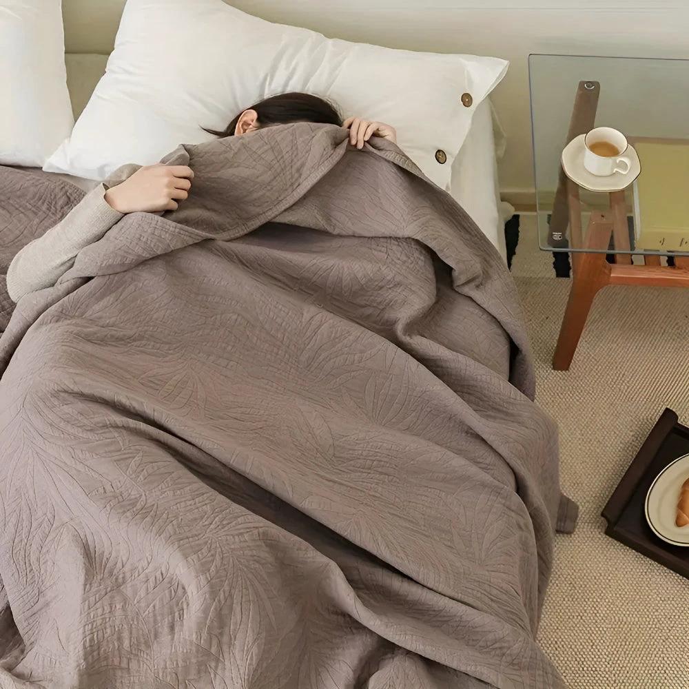 Soft Leaf Cotton Blanket by Casa & Beyond