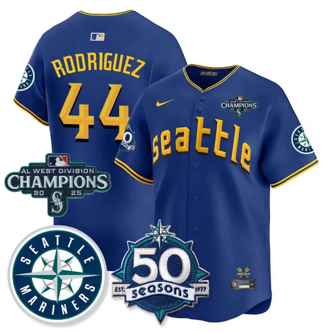 SEA Vapor Premier Limited Gold Jersey - 50th Anniversary & AL West Division Champions - All Stitched by Digigearus