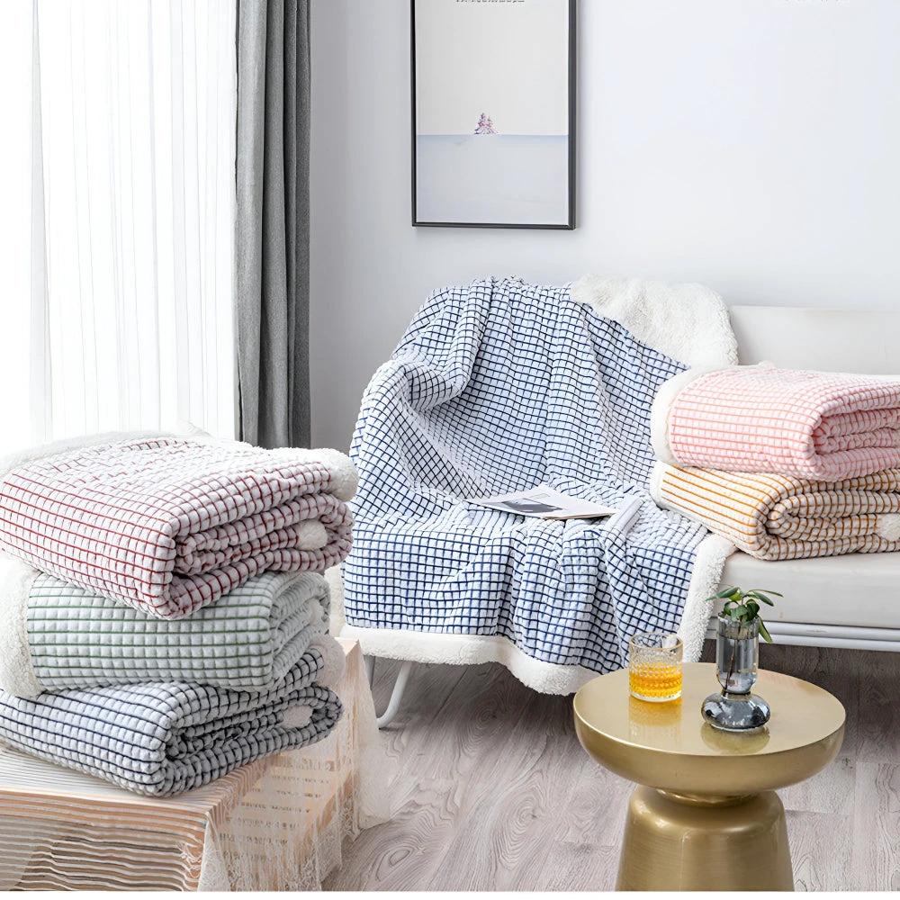 Warm Waffle Sherpa Blanket by Casa & Beyond