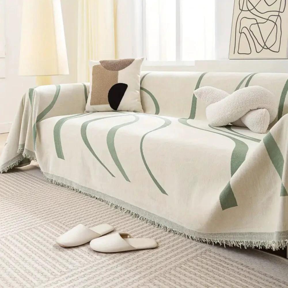 Wave Lines Chenille Sofa Covers by Casa & Beyond