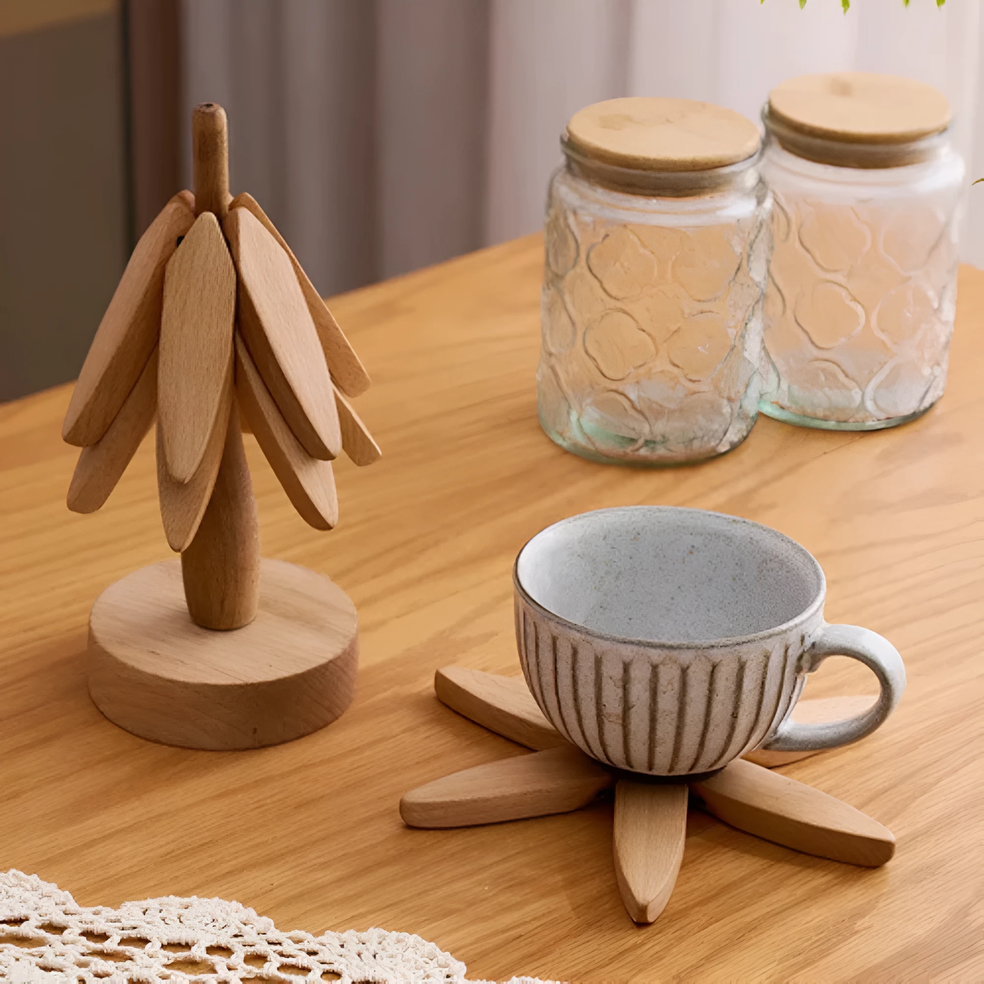 Foldable Wooden Trivets | 3 Pcs Set by Casa & Beyond