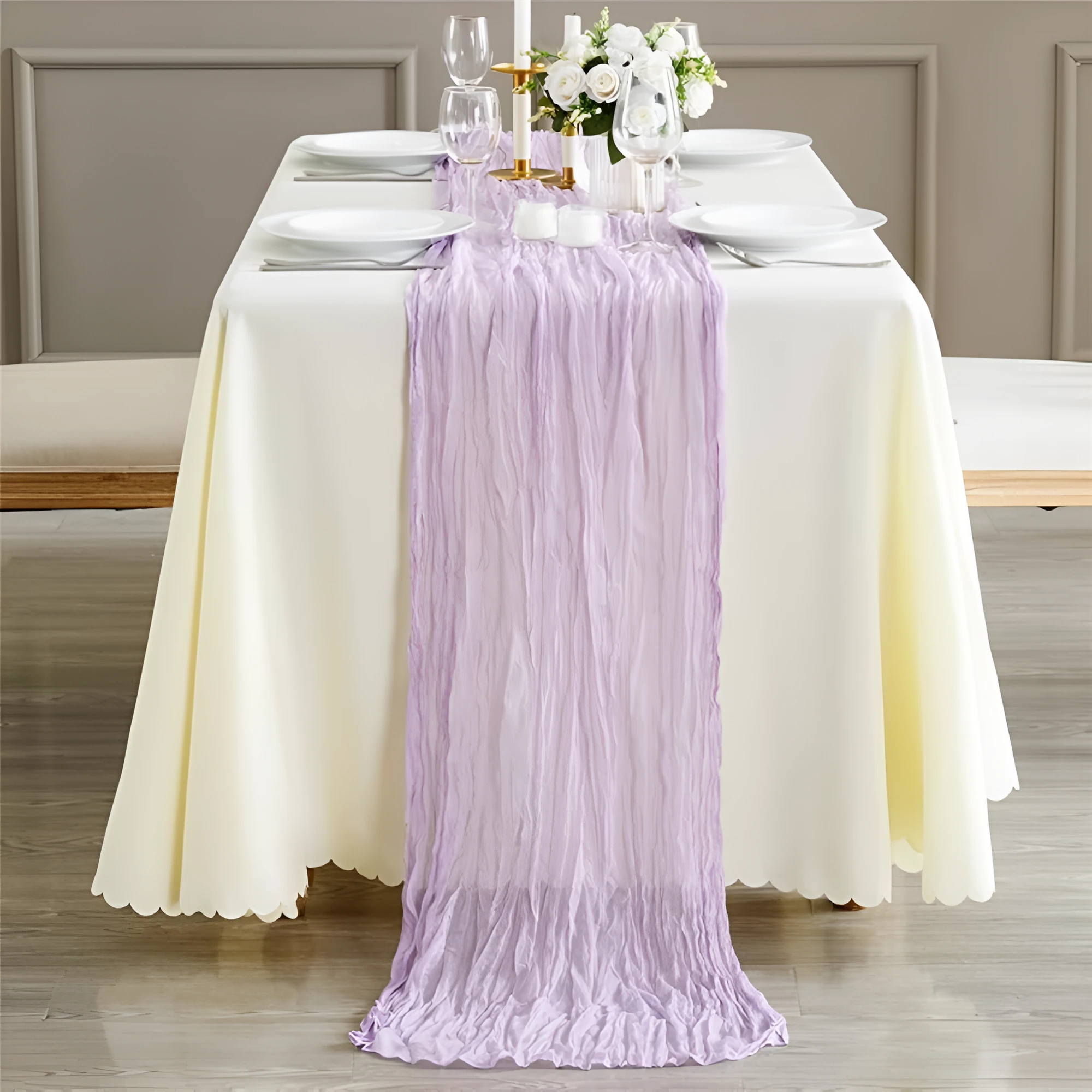 Cheesecloth Flowy Table Runner | 10 Pcs Set by Casa & Beyond