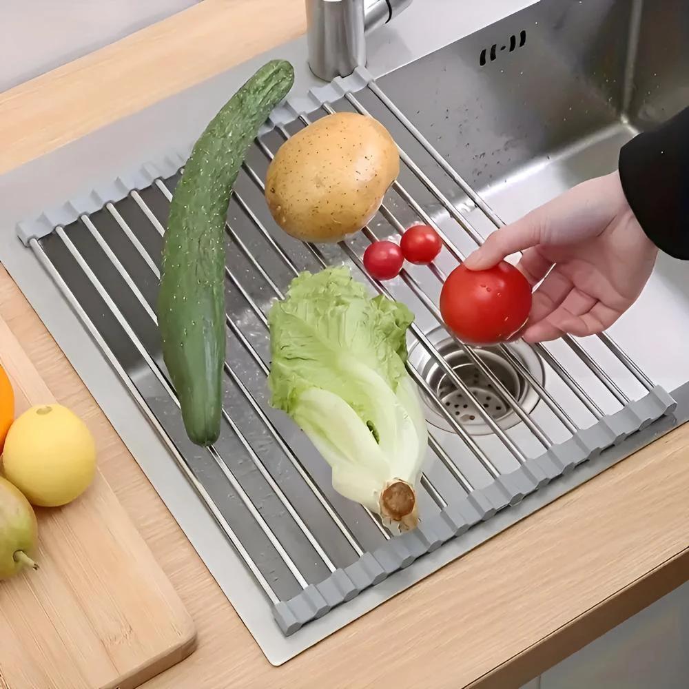 Stainless Steel Dish Drying Rolling Rack by Casa & Beyond