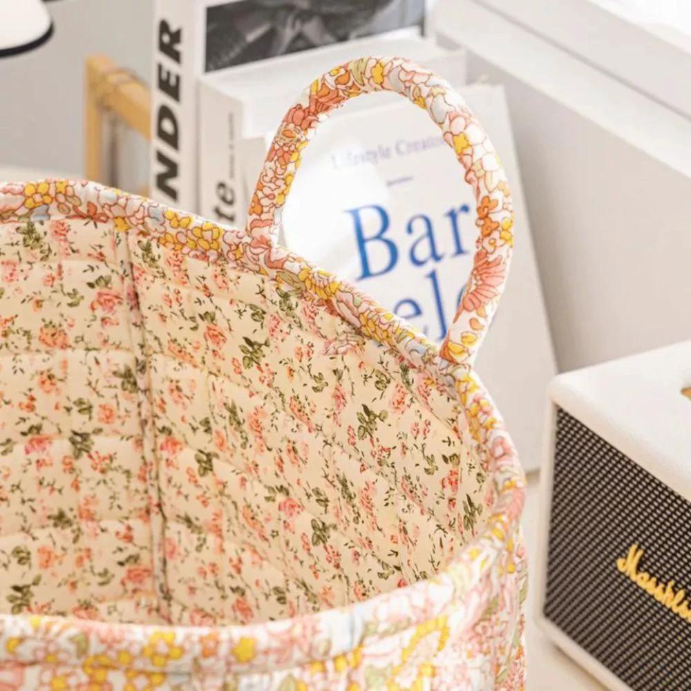Delicate Floral Canvas Storage Basket by Casa & Beyond