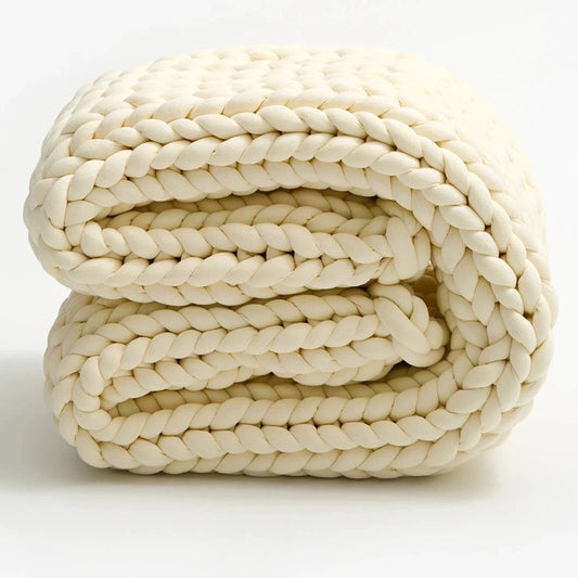 Chunky Knit Throw Handmade Weighted Blanket - SUPER COZY & CALMING BLANKET Bowlift by Bowlift