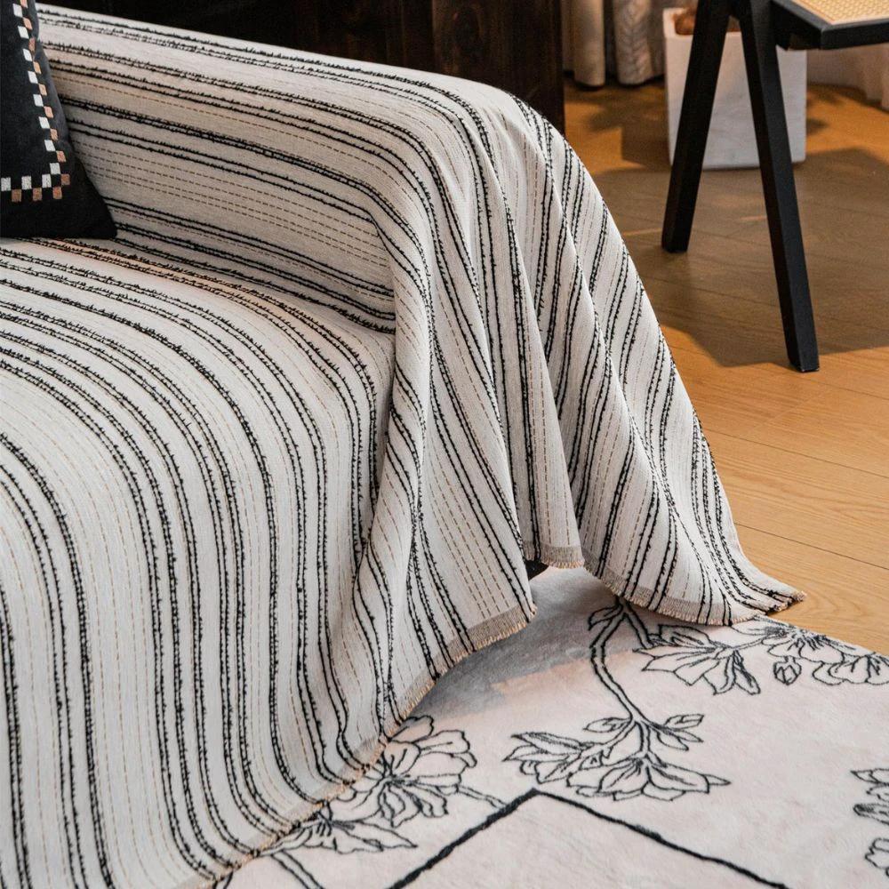 Regal Stripes Chenille Sofa Cover by Casa & Beyond