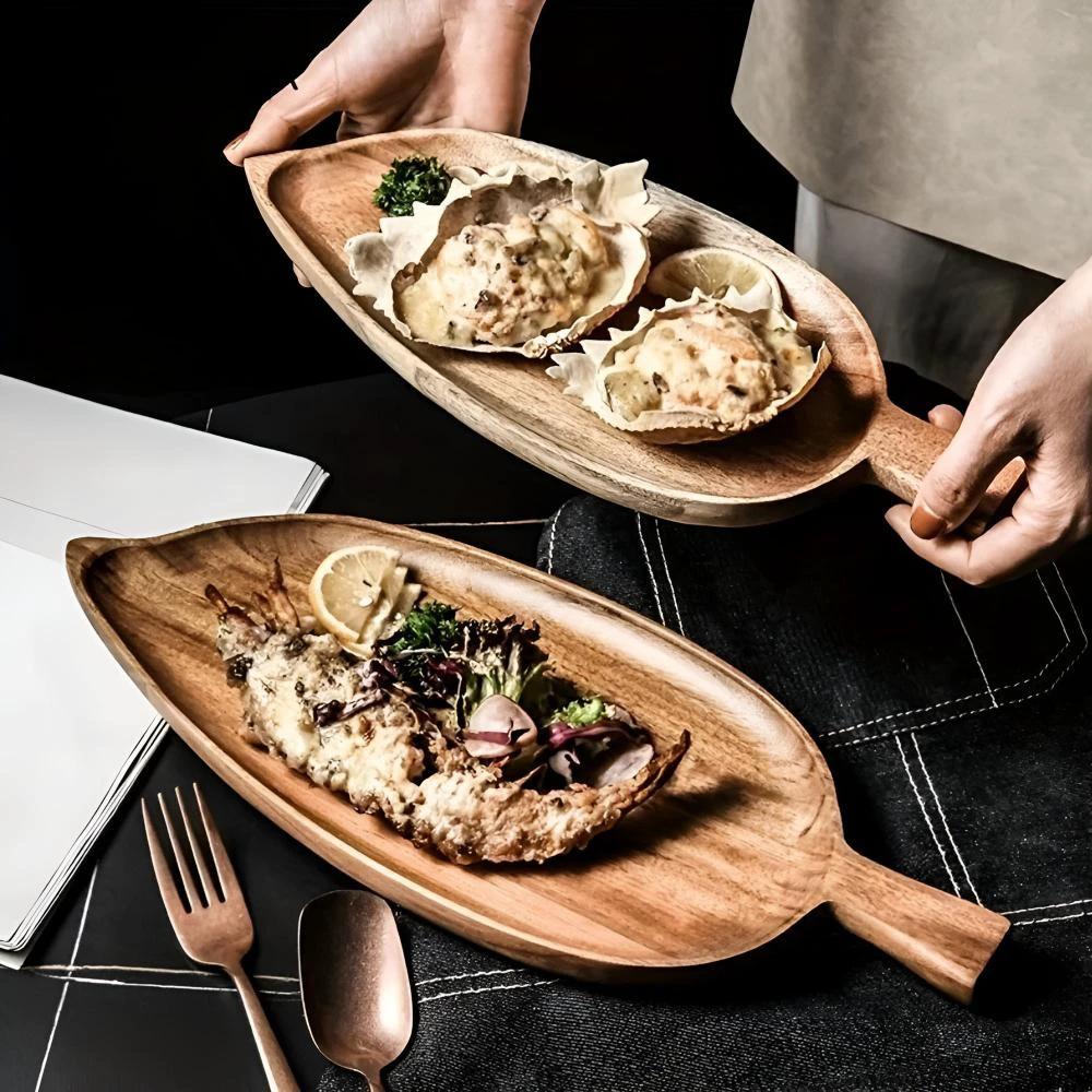 Leaf-Shaped Wooden Serving Plate by Casa & Beyond