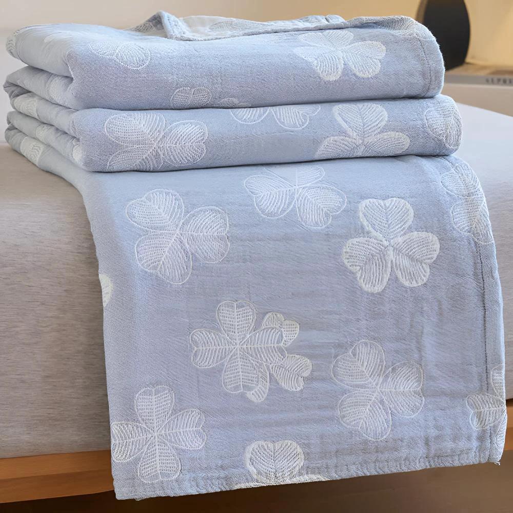 Four Clover Leaf Cotton Blanket by Casa & Beyond