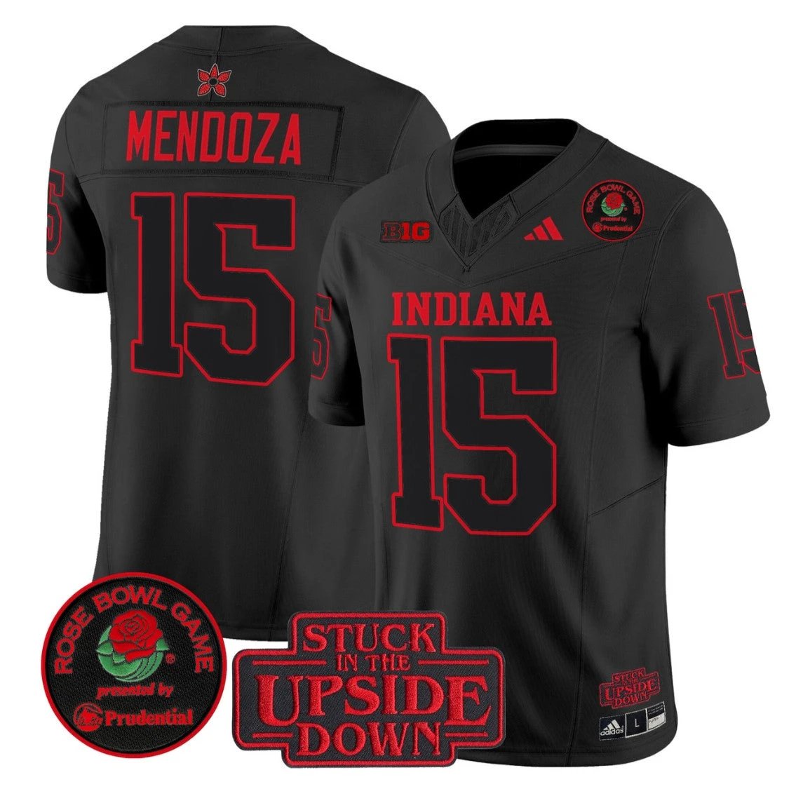 #15 Fernando Mendoza Jersey Indiana Hoosiers Stranger Things 2026 Rose Bowl Stitched by My Store NCAA Football Jerseys