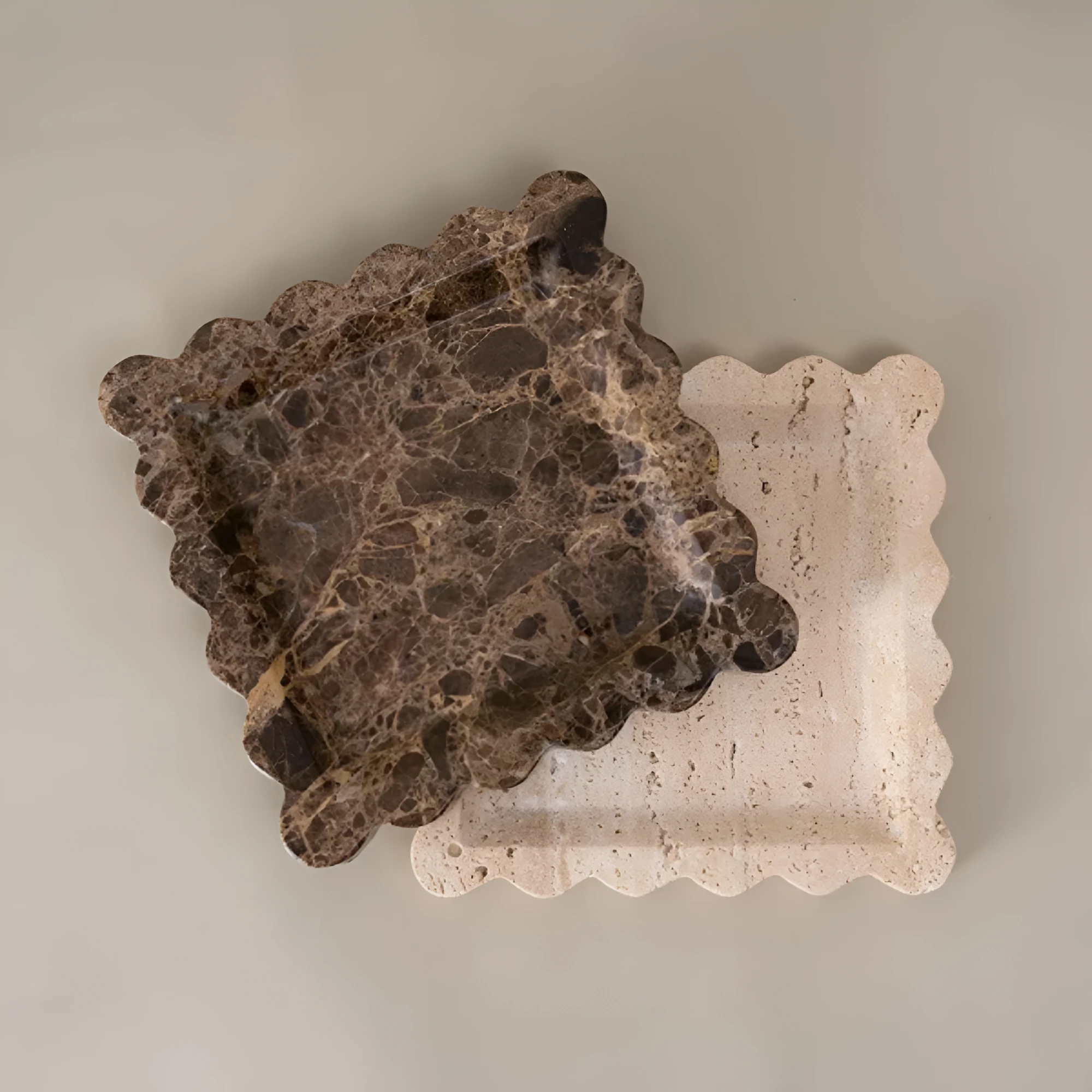 Scalloped Marble Travertine Jewellery Tray by Casa & Beyond