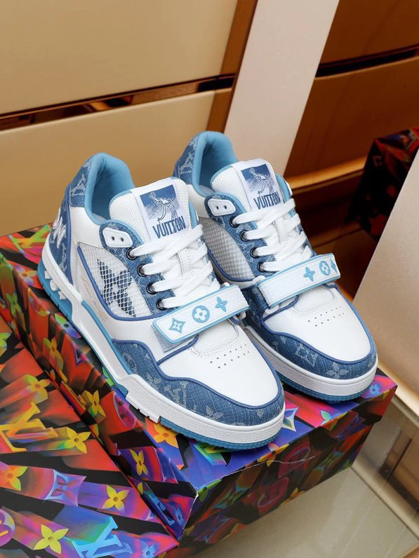 Luxury Virgil Trainer Sneakers Shoes Signature Blue White Monogram by Air Jordan