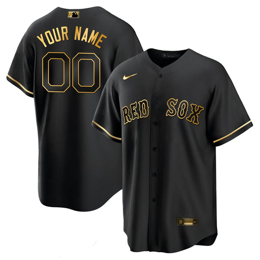 Boston Red Sox Black Gold & White Gold Custom Jersey - All Stitched by Boston Red Sox