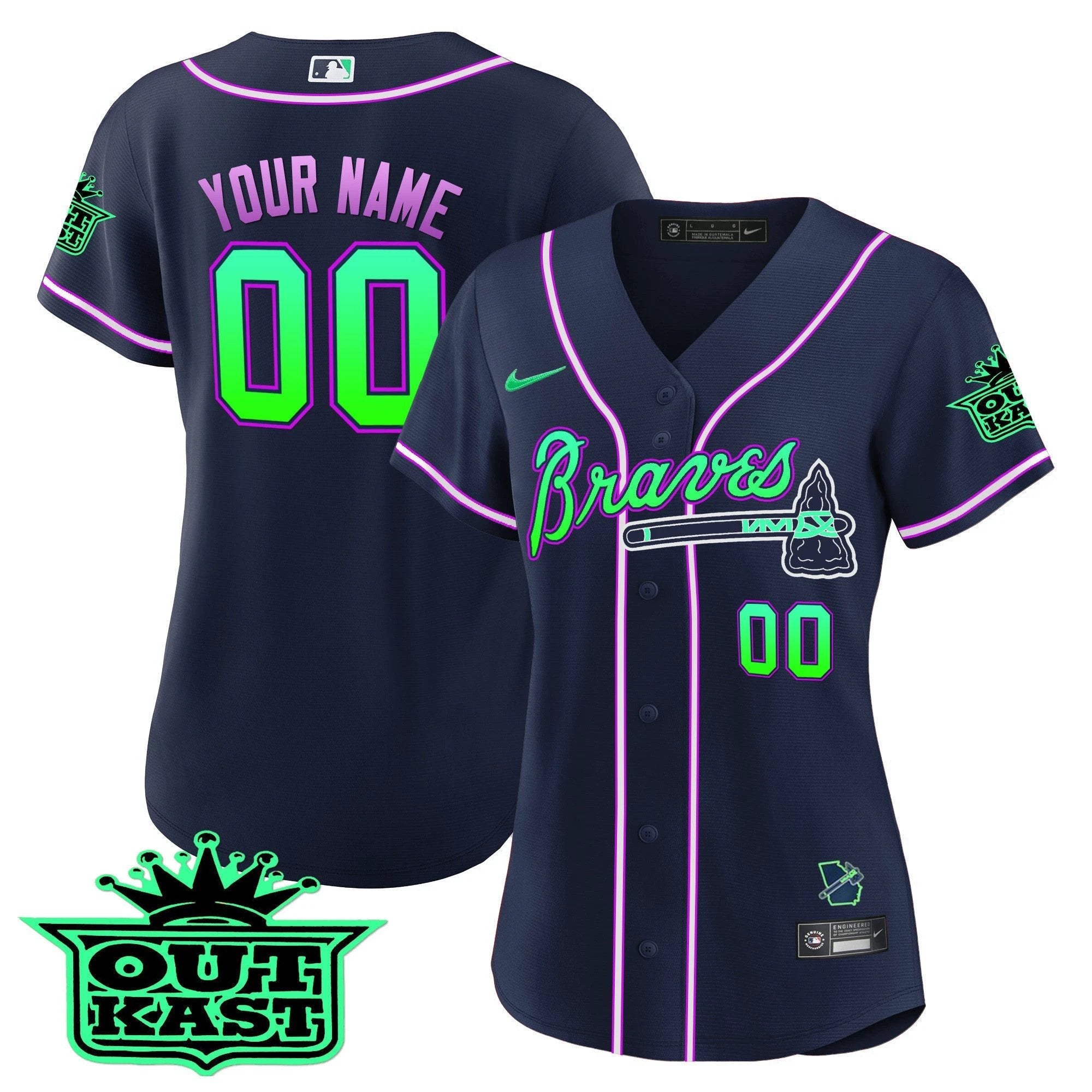Atlanta Braves Outkast Cool Base Custom Jersey - Galaxy Version - Stitched by Atlanta Braves