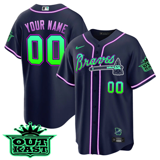 Atlanta Braves Outkast Cool Base Custom Jersey - Galaxy Version - Stitched by Atlanta Braves