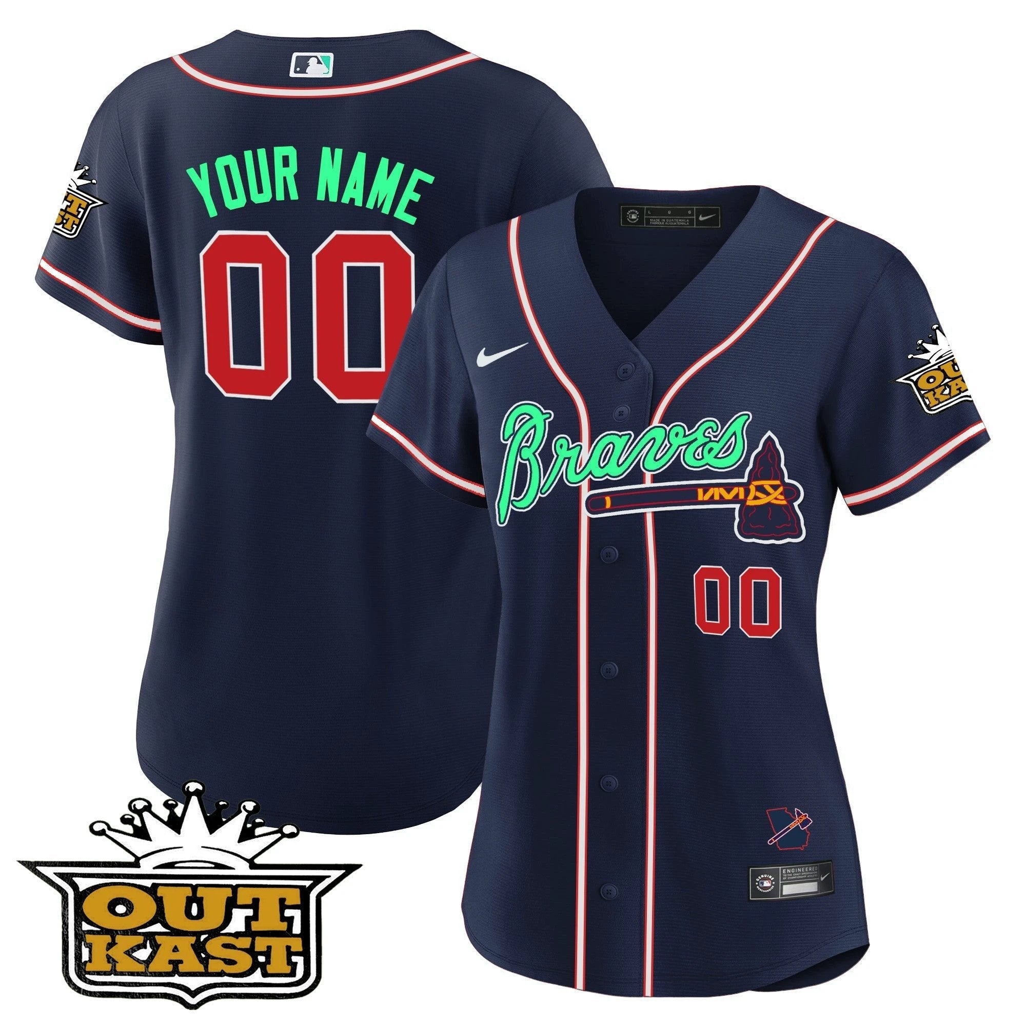 Atlanta Braves Outkast Cool Base Custom Jersey - Galaxy Version - Stitched by Atlanta Braves