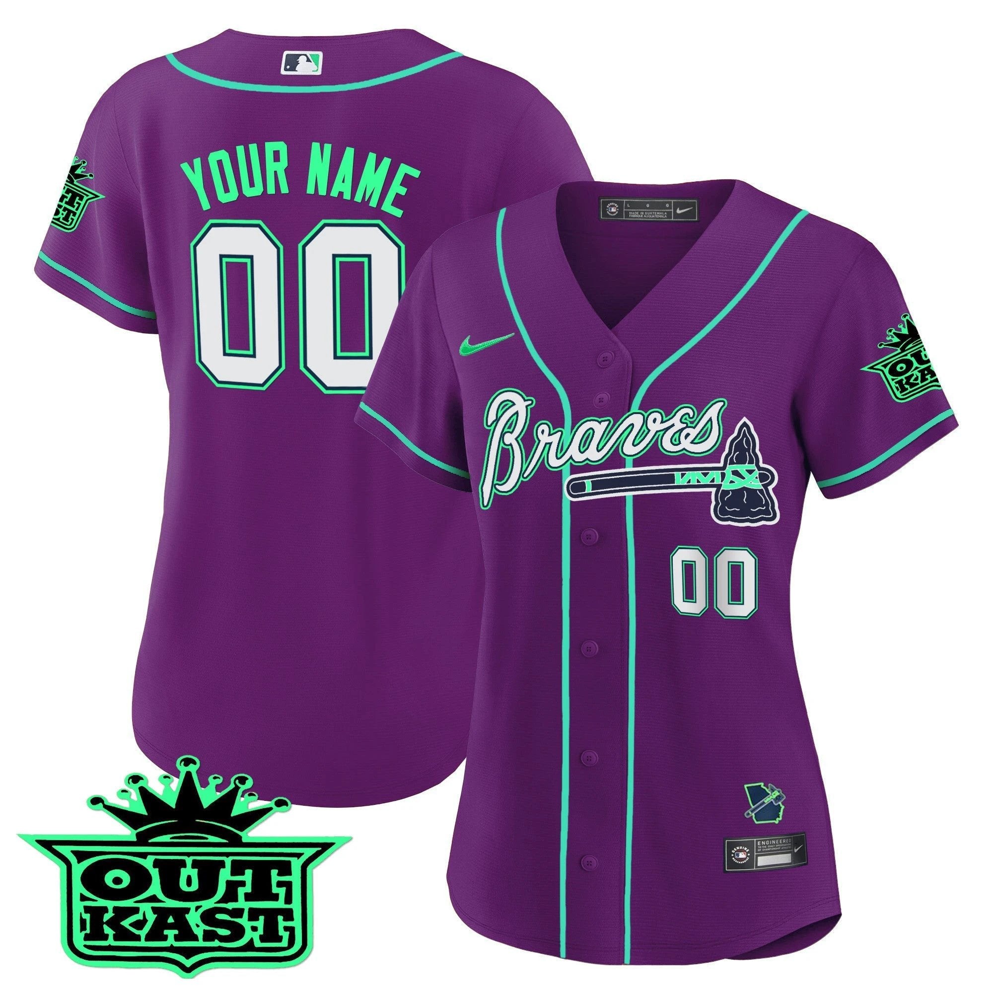 Atlanta Braves Outkast Cool Base Custom Jersey - Galaxy Version - Stitched by Atlanta Braves
