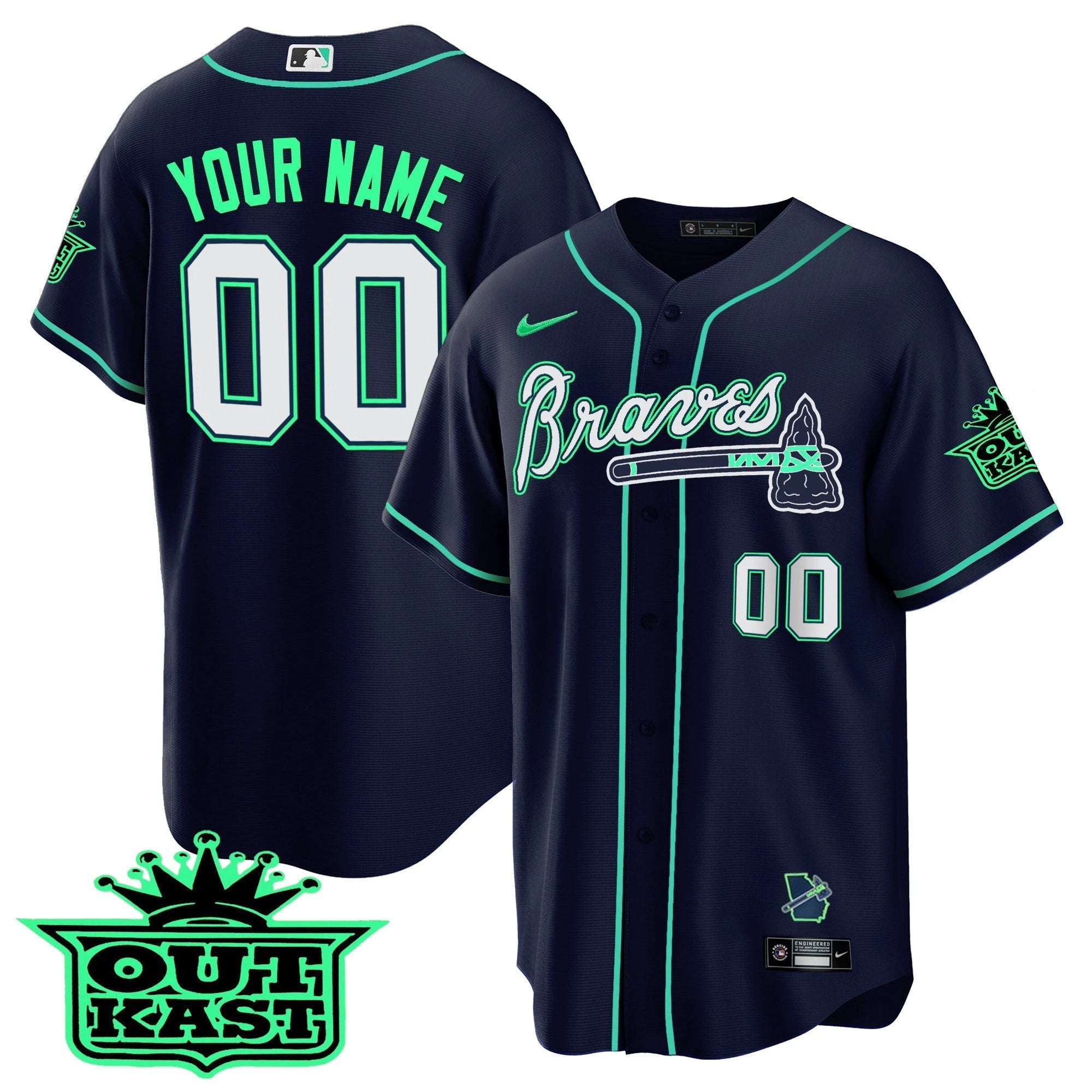 Atlanta Braves Outkast Cool Base Custom Jersey - Galaxy Version - Stitched by Atlanta Braves
