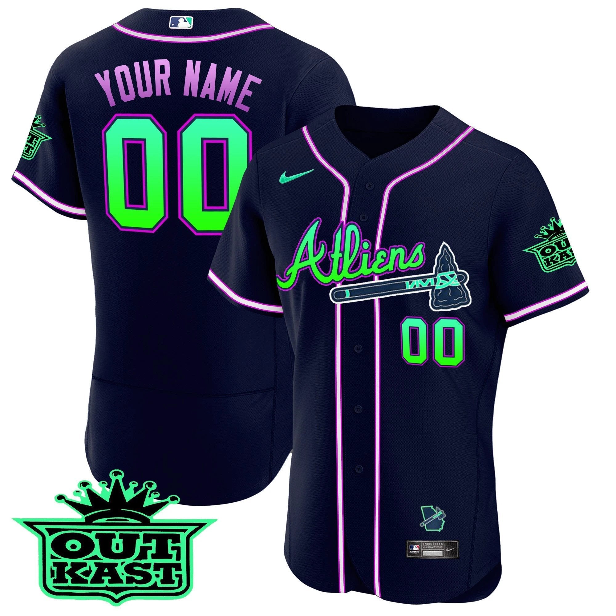 Atlanta Braves Atliens Flex Base Custom Jersey - Galaxy Version - Stitched by Atlanta Braves